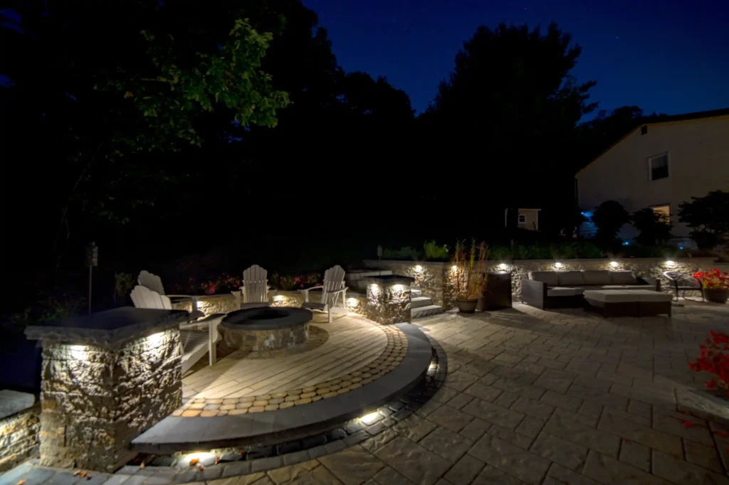 Dual patio with adjoining firepit feature-9